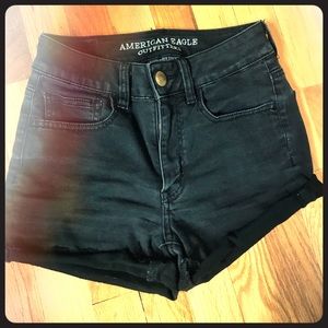 American Eagle Black Super Stretch Hi-rise Shorts